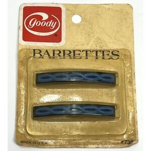 Vintage Goody Barrettes 2.5” Metal Clasp #735 Turquoise Blue Black 1982 NIP (2)